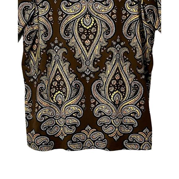 Bob Mackie Top Womens Size L Yellow Brown Pullover Tunic Wearable Art Boho Hippi - Picture 6 of 10